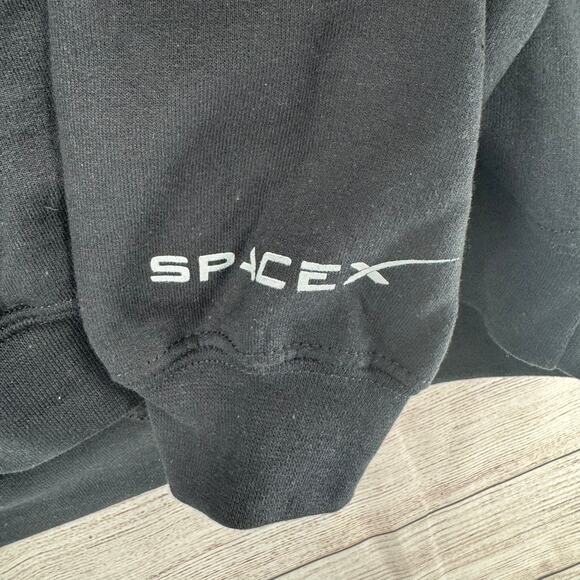 Space X Tesla Roadster Space Hoodie Sweatshirt Womens XL Black Flacon heavy NEW - Picture 4 of 10